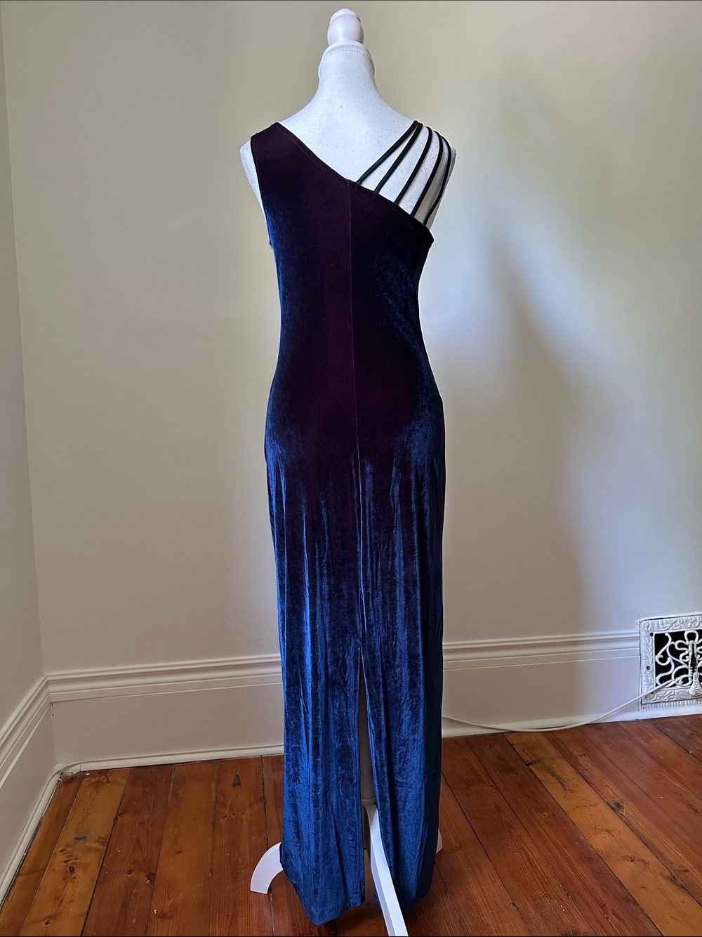 CARTISE Vintage Velvet Blue Purple Prom Whimsigoth Formal Prom Maxi Dress Sz 8 - Picture 4 of 6